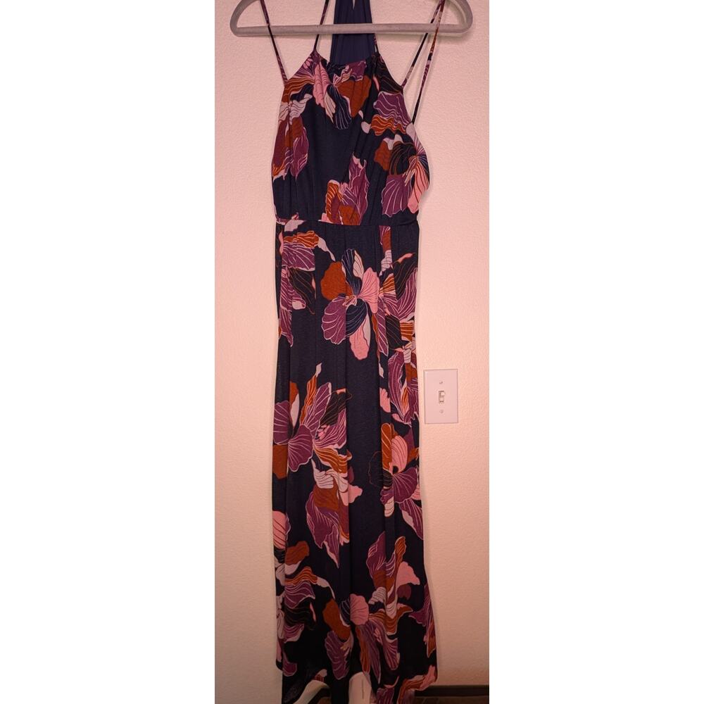 Anthropologie Blue Floral Tiered Maxi Dress S Coquette Vacation Boho Fairy Chic